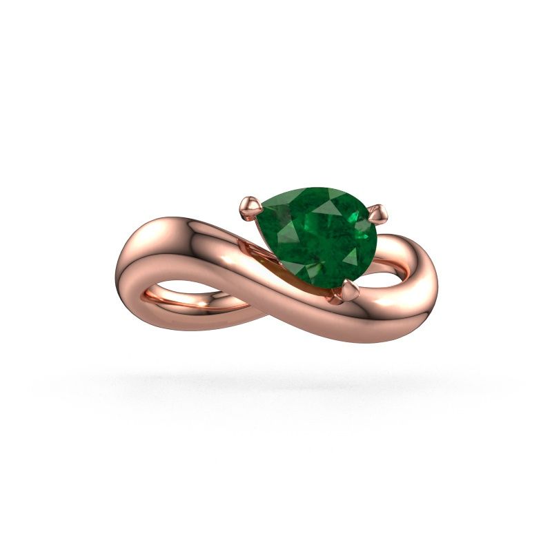 Verlovingsring Chloe PER 585 rosé goud smaragd 8x6 mm