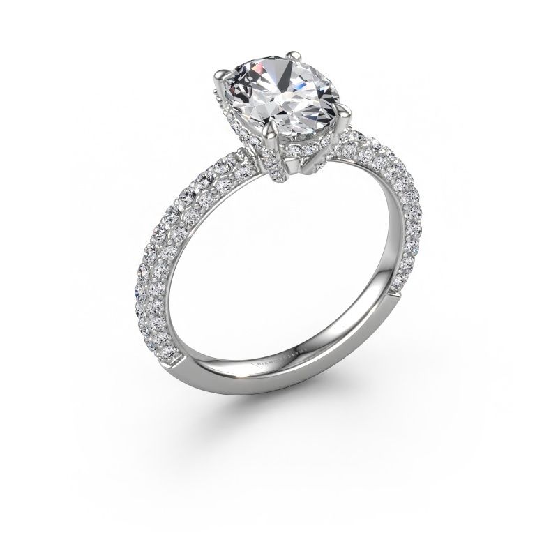 Engagement ring Saskia 2 OVL 950 platinum lab grown diamond 2.508 crt