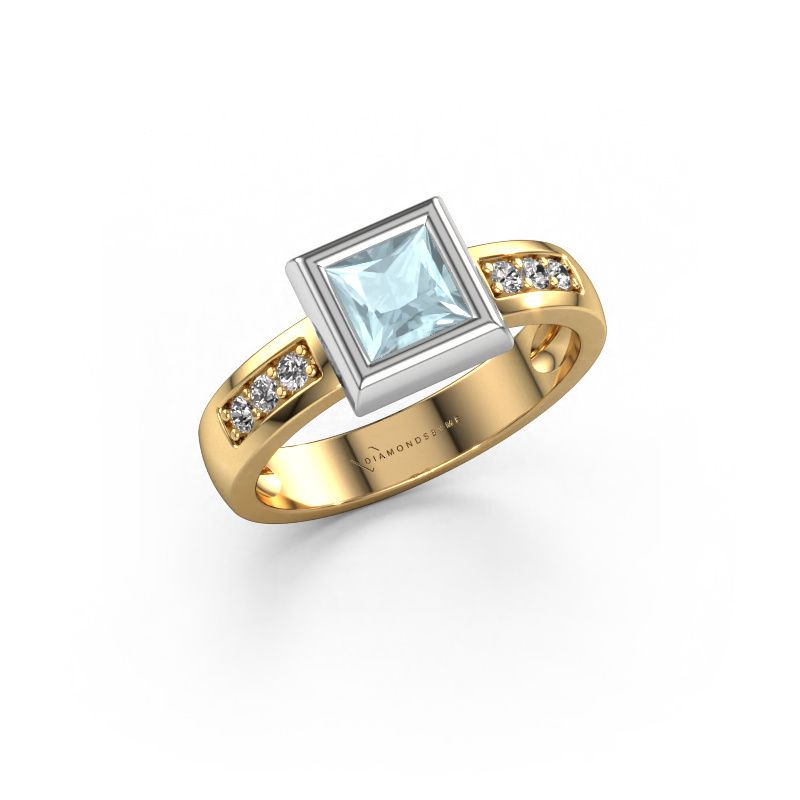 Ring Charlotte Square 585 gold aquamarine 5 mm