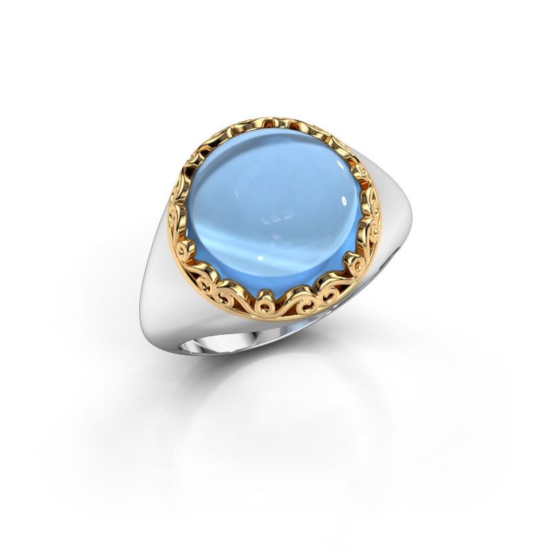 Afbeelding van Ring Birgit<br/>585 witgoud<br/>Blauw topaas 12 mm