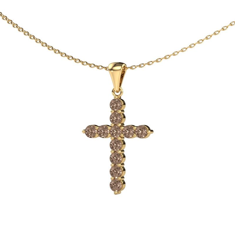Anhänger Cross 585 Gold Braun Diamant 0.660 crt