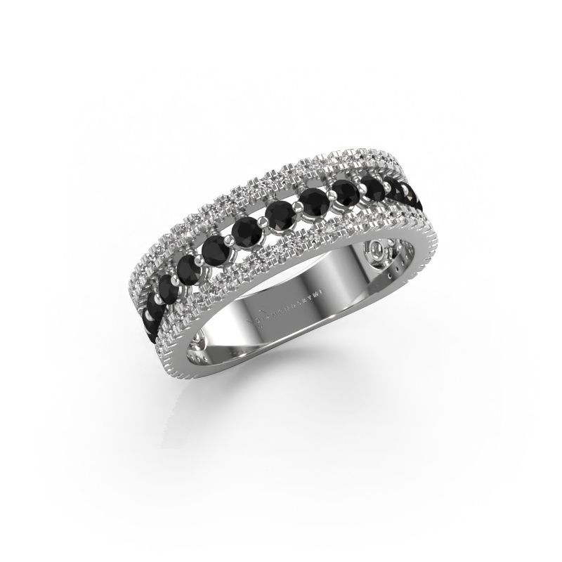Bague Elizbeth 1 585 or blanc diamant noir 0.942 crt