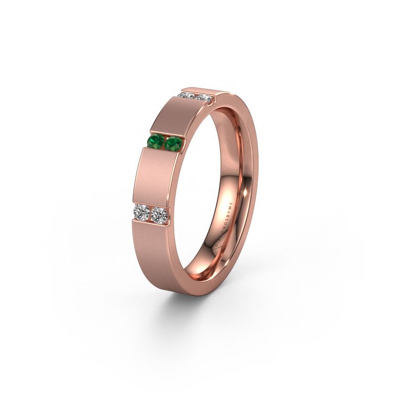 Trouwring WH2133L14BM 585 rosé goud smaragd ±4 x 2,2 mm