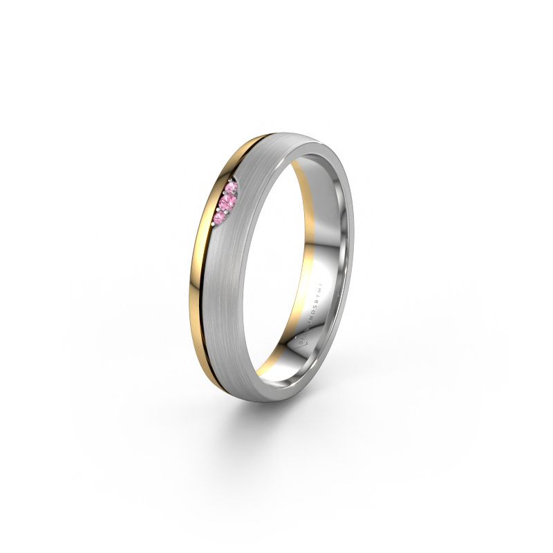 Wedding ring WH0334L24X 585 white gold pink sapphire ±4x1.5 mm