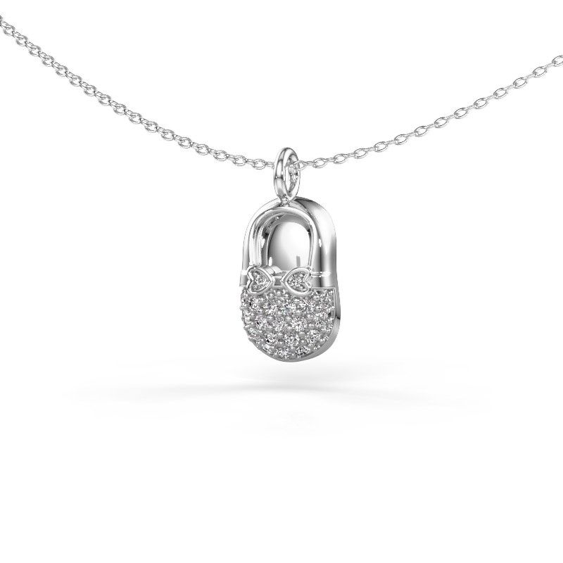 Anhänger Babyshoe 585 Weißgold Zirkonia 1.3 mm