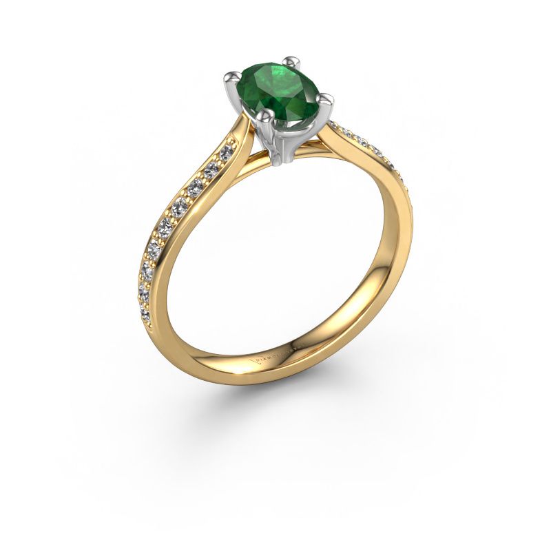 Engagement ring Mignon OVL 2 585 gold emerald 7x5 mm