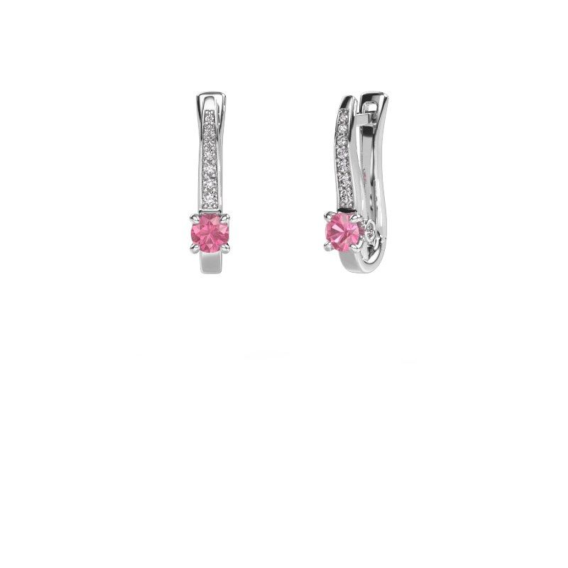 Image of Earrings valorie<br/>950 platinum<br/>Pink sapphire 4 mm