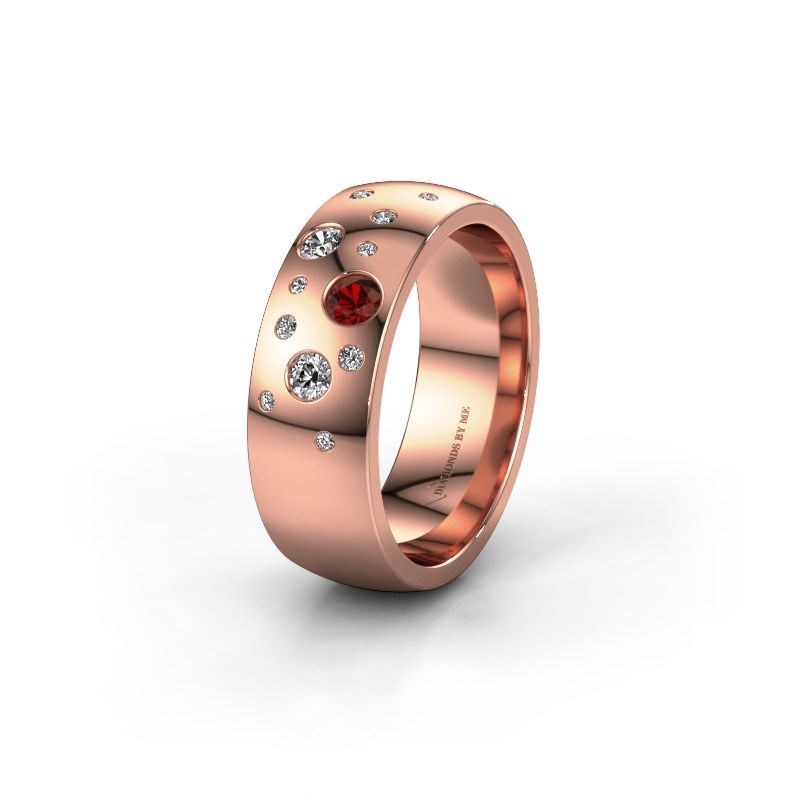 Afbeelding van Trouwring WH0141L26BP 585 rosé goud granaat ±7x2 mm