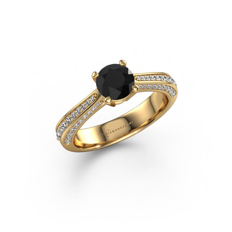 Engagement ring Ruby rnd 585 gold black diamond 0.84 crt