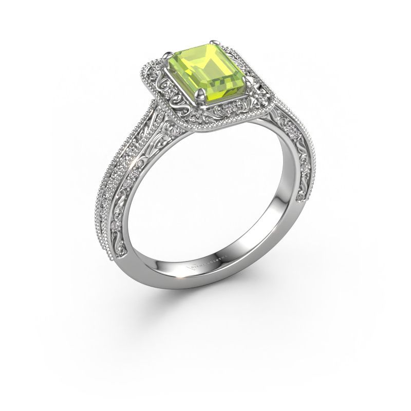 Verlobungsring Alice EME 950 Platin Peridot 7x5 mm