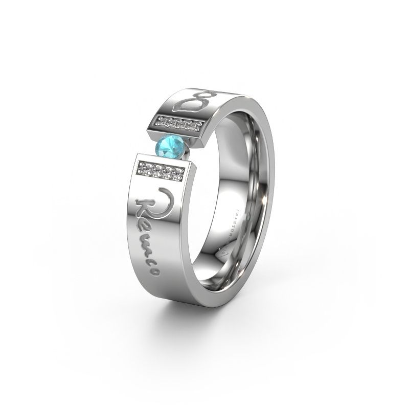 Trauring WH2094L16C 950 Platin ±6x2.2 mm Blau Topas