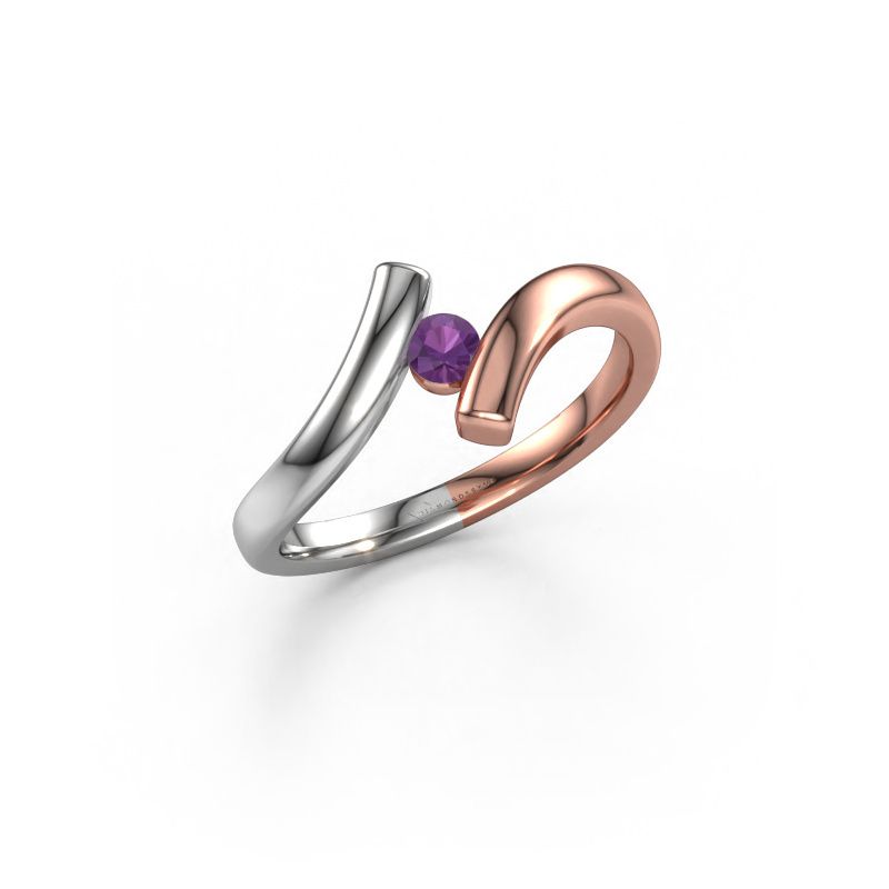 Bague Amy 585 or rose améthyste 4 mm