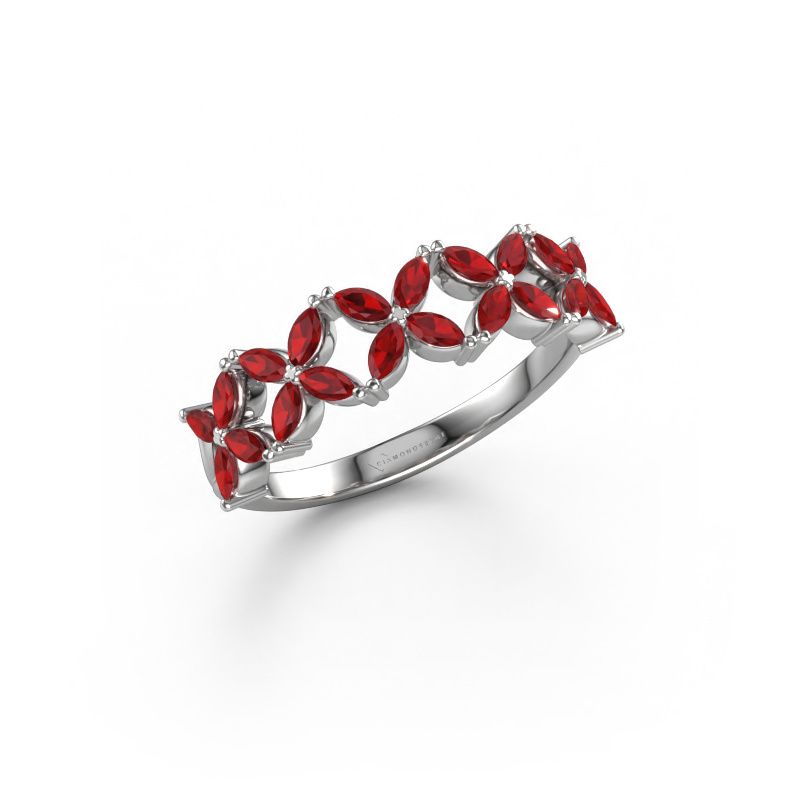 Ring Bree 585 white gold ruby 3x1.5 mm