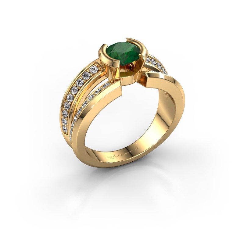 Image of Men's ring rowan<br/>585 gold<br/>Emerald 6.5 mm
