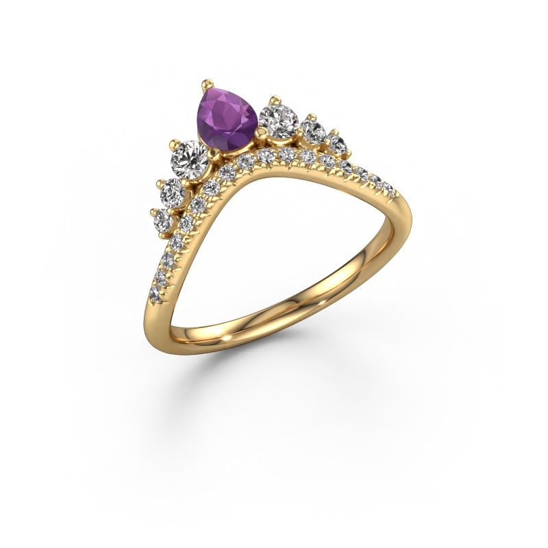 Aanschuifring Crown B 585 goud amethist 5x4 mm