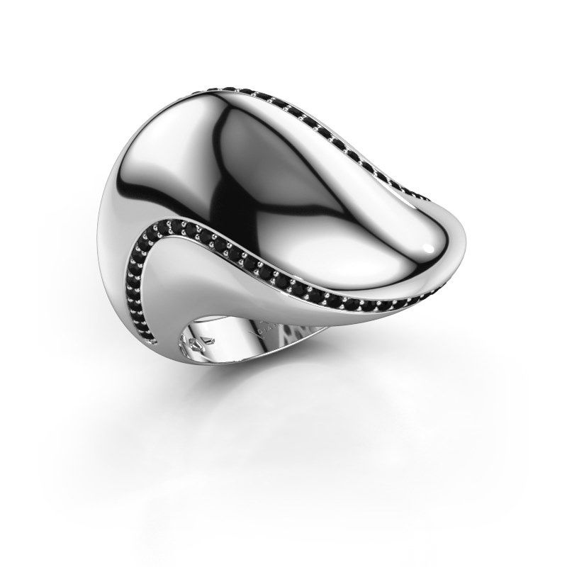 Afbeelding van Ring Phyliss<br/>585 witgoud<br/>Zwarte diamant 0.432 crt