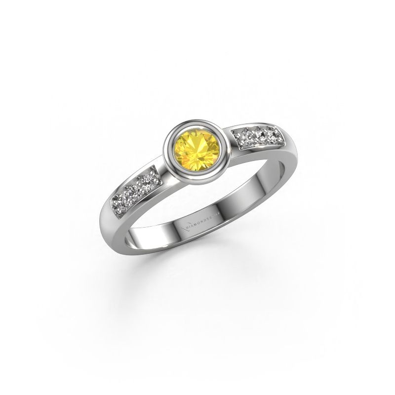 Engagement ring Lieke 585 white gold yellow sapphire 4 mm