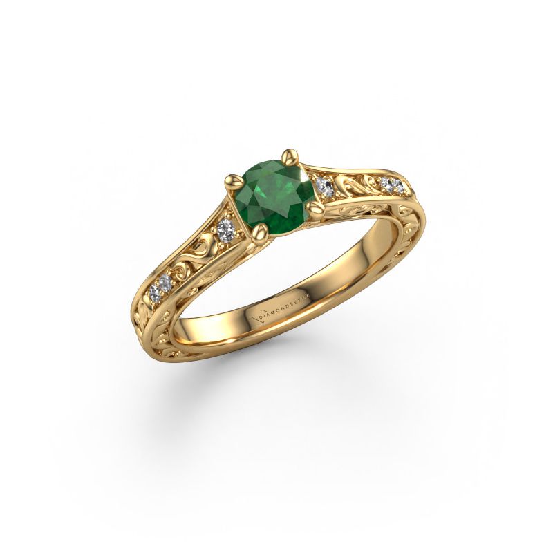 Engagement ring Mallory RND 585 gold emerald 5 mm