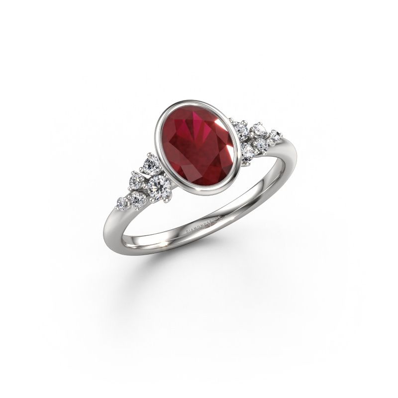 Engagement ring Aliyah OVL 950 platinum ruby 8x6 mm