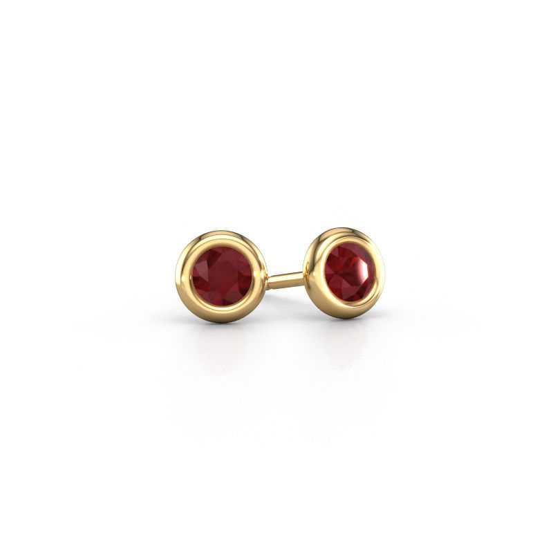 Stud earrings Lieke RND 585 gold ruby 4 mm