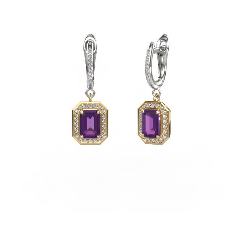 Pendientes colgantes Dodie 2 585 oro amatista 6.5x4.5 mm