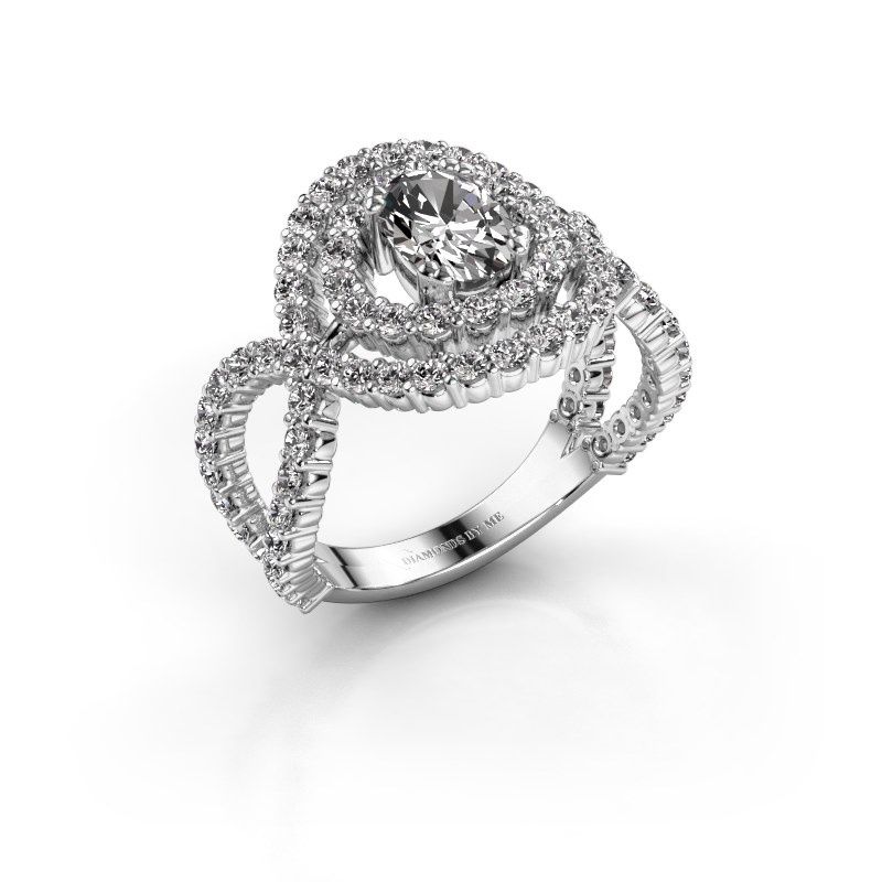 Image de Bague Chau<br/>585 or blanc<br/>Zircone 7x5 mm