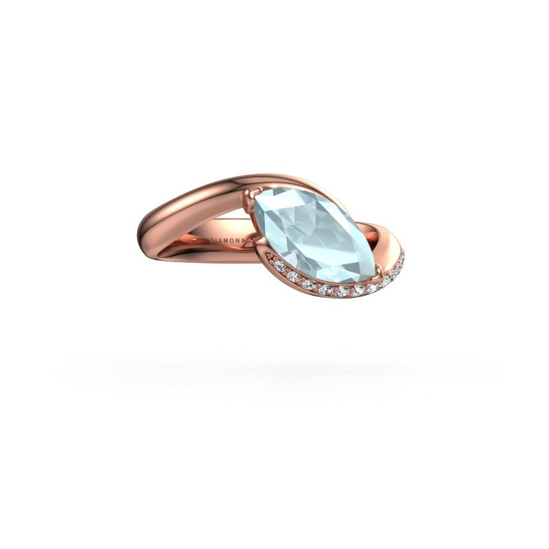 Verlobungsring Aida MRQ side 585 Roségold Aquamarin 11x5.5 mm