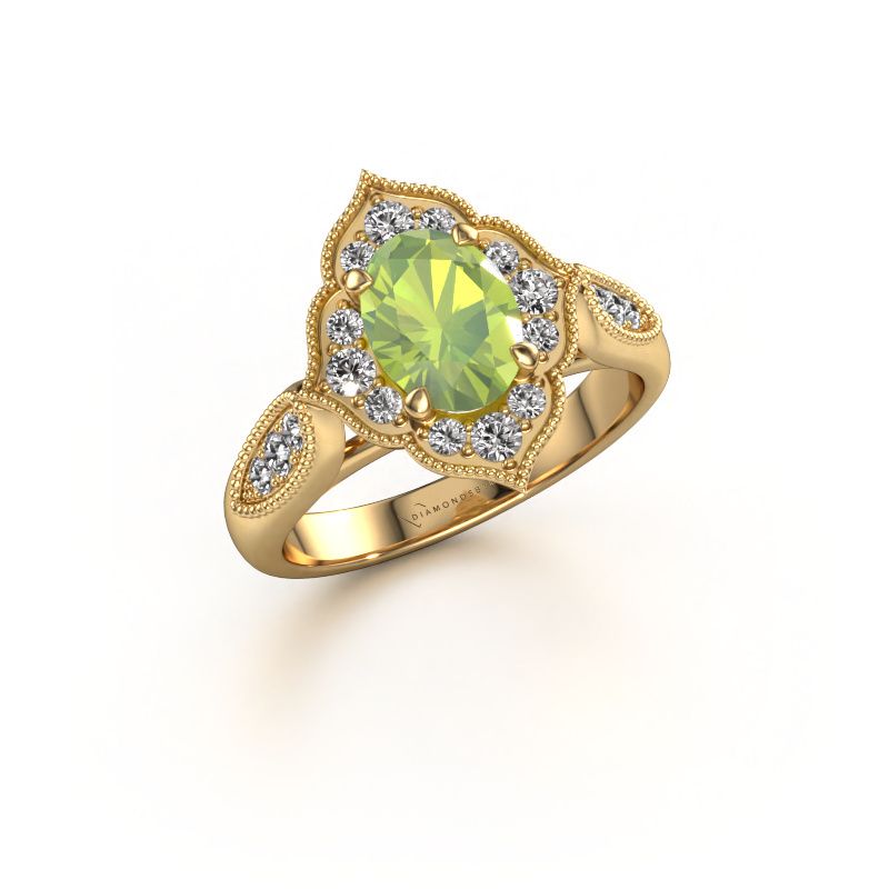 Verlovingsring Rosan 585 goud peridoot 8x6 mm
