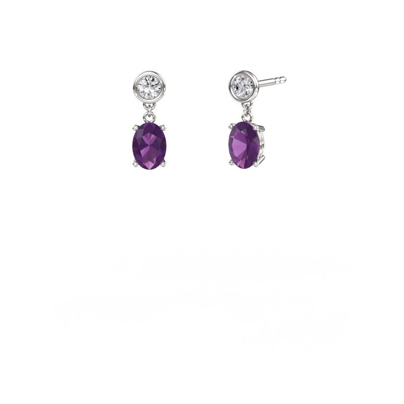 Pendants d'oreilles Lacey OVL 950 platine améthyste 7x5 mm