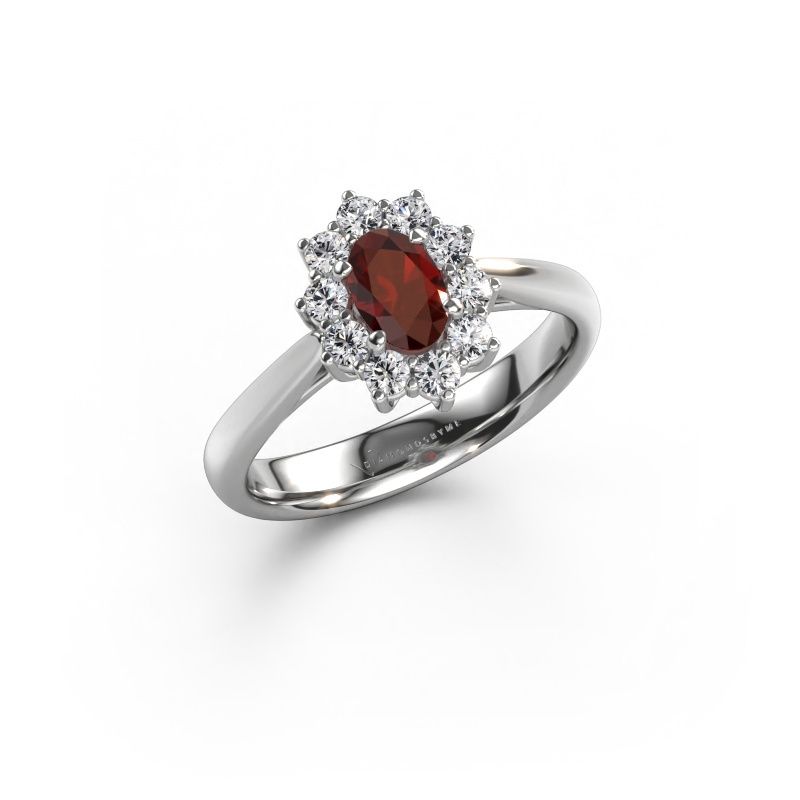 Verlovingsring Leesa 1 express 585 witgoud granaat 6x4 mm