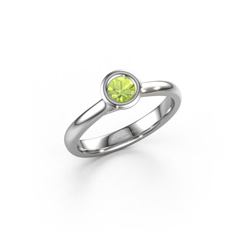 Bague de fiançailles Kaylee 585 or blanc péridot 4 mm