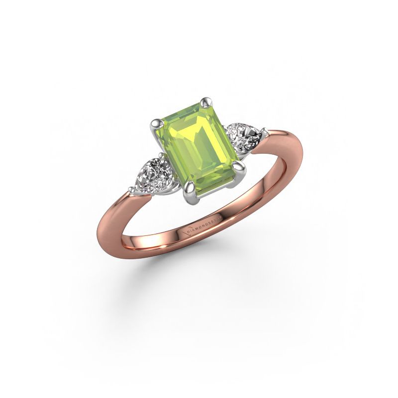 Engagement ring Chanou EME 585 rose gold peridot 7.5x5.5 mm