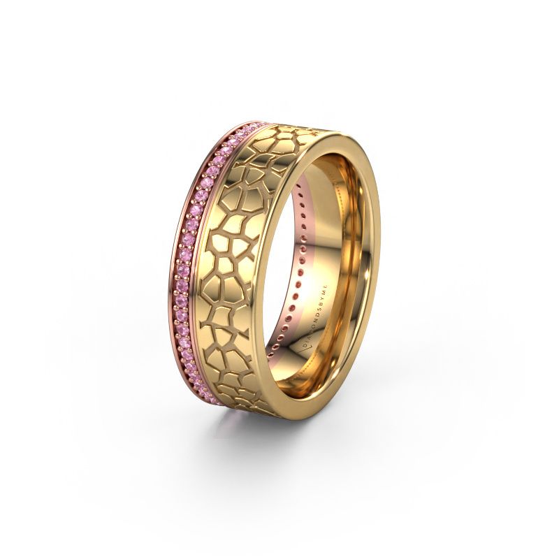 Wedding ring WH2070L17C 585 rose gold pink sapphire ±7x2.2 mm