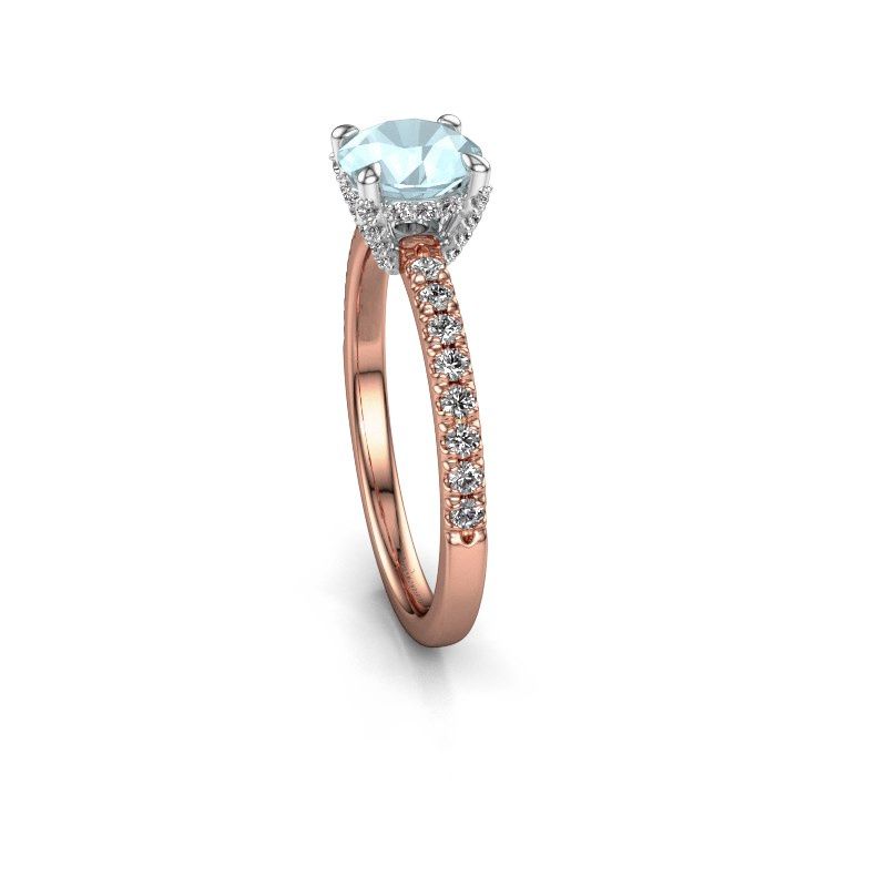 Image of Engagement ring saskia rnd 1<br/>585 rose gold<br/>Aquamarine 6.5 mm