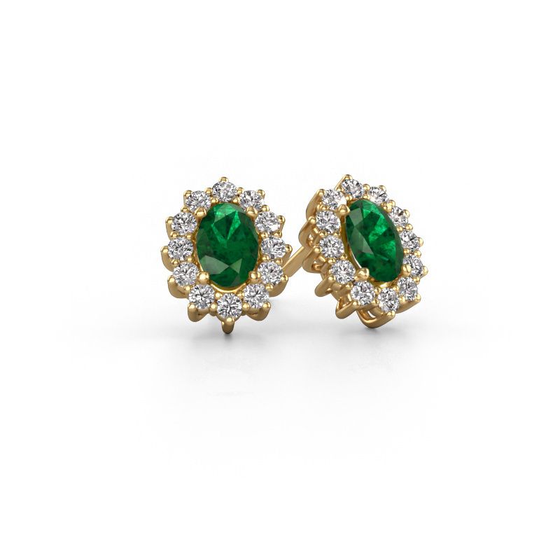 Boucles d'oreilles Margien 585 or jaune emeraude 6x4 mm