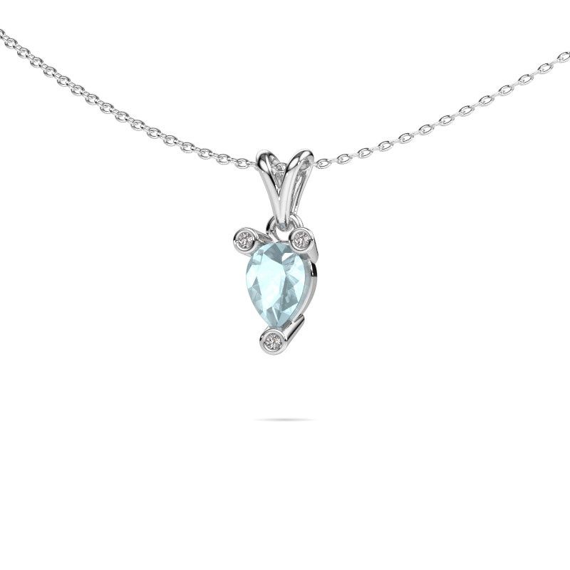 Image of Necklace Cornelia Pear 950 platinum aquamarine 7x5 mm
