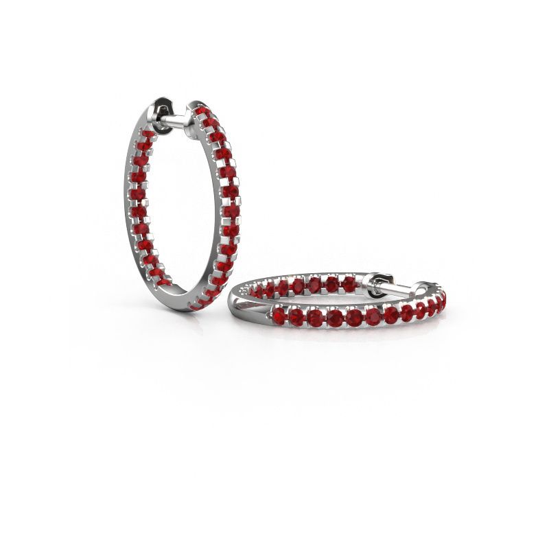 Créoles Jackie 15 mm B 950 platine rubis 2 mm