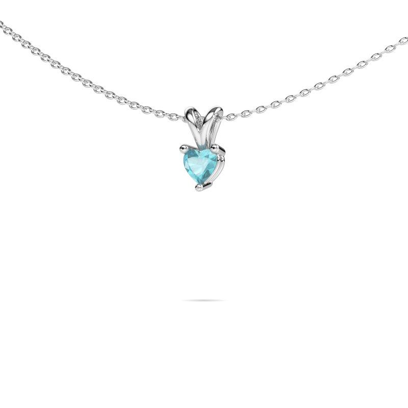 Anhänger Garnet 950 Platin Blau Topas 4 mm