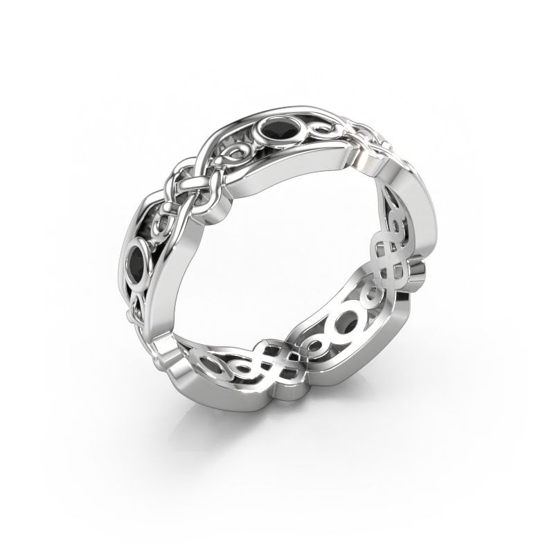 Wedding ring Rosa 585 white gold black diamond ±5x2 mm