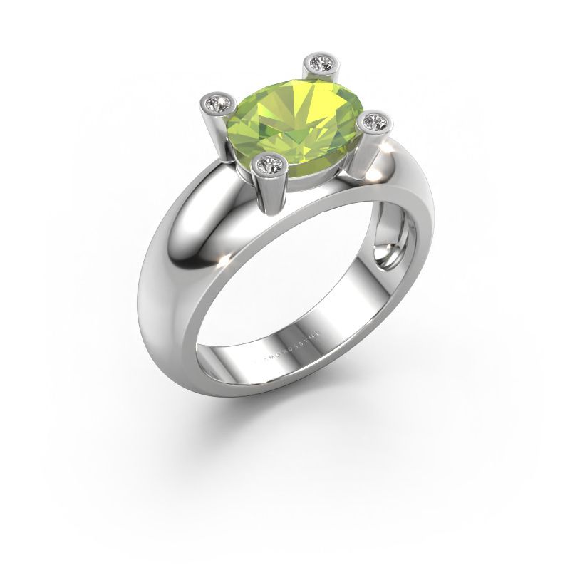 Ring Tamara OVL 585 white gold peridot 9x7 mm