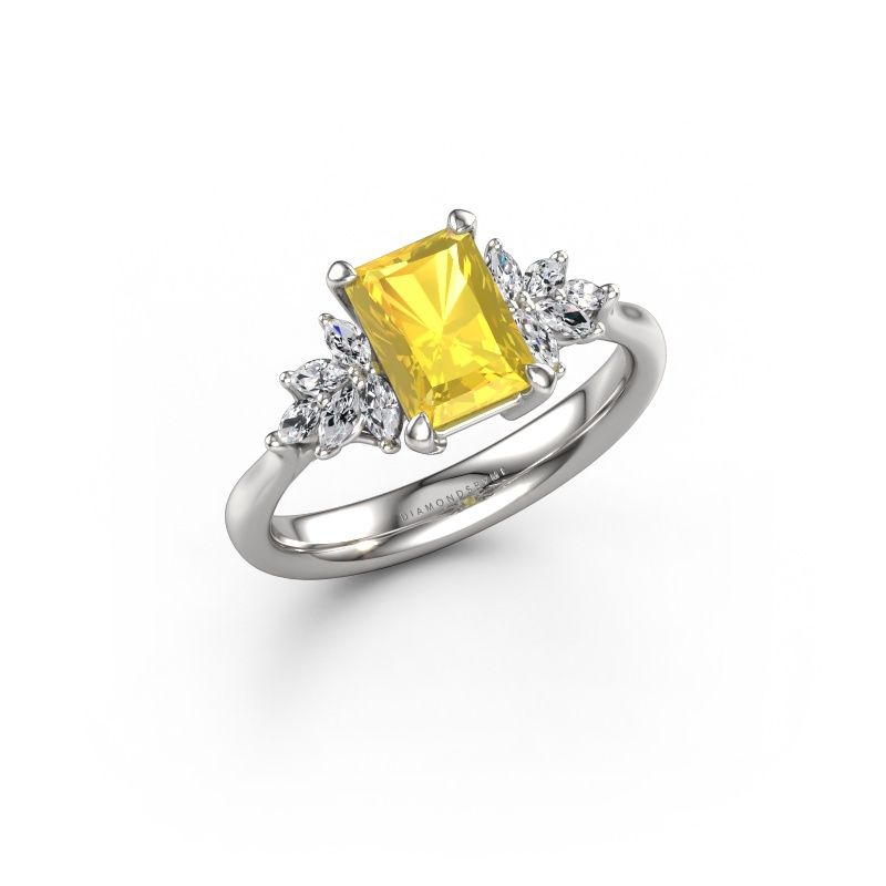 Engagement ring Fiona RAD 950 platinum yellow sapphire 7.5x5.5 mm
