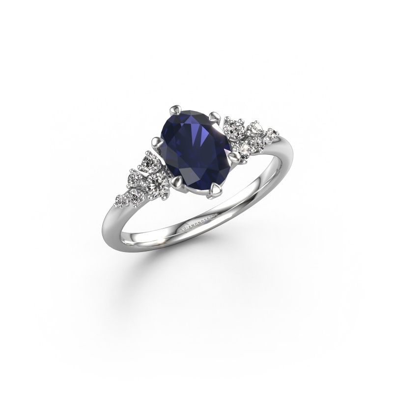Engagement ring Royce OVL 585 white gold sapphire 8x6 mm