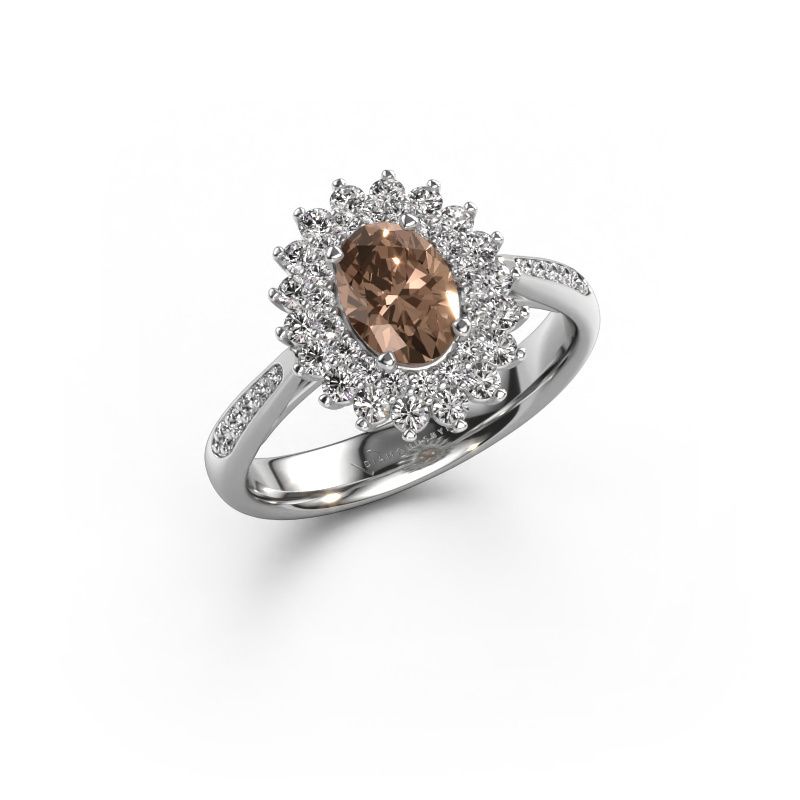 Bague de fiançailles Alina 2 585 or blanc diamant brun 0.70 crt