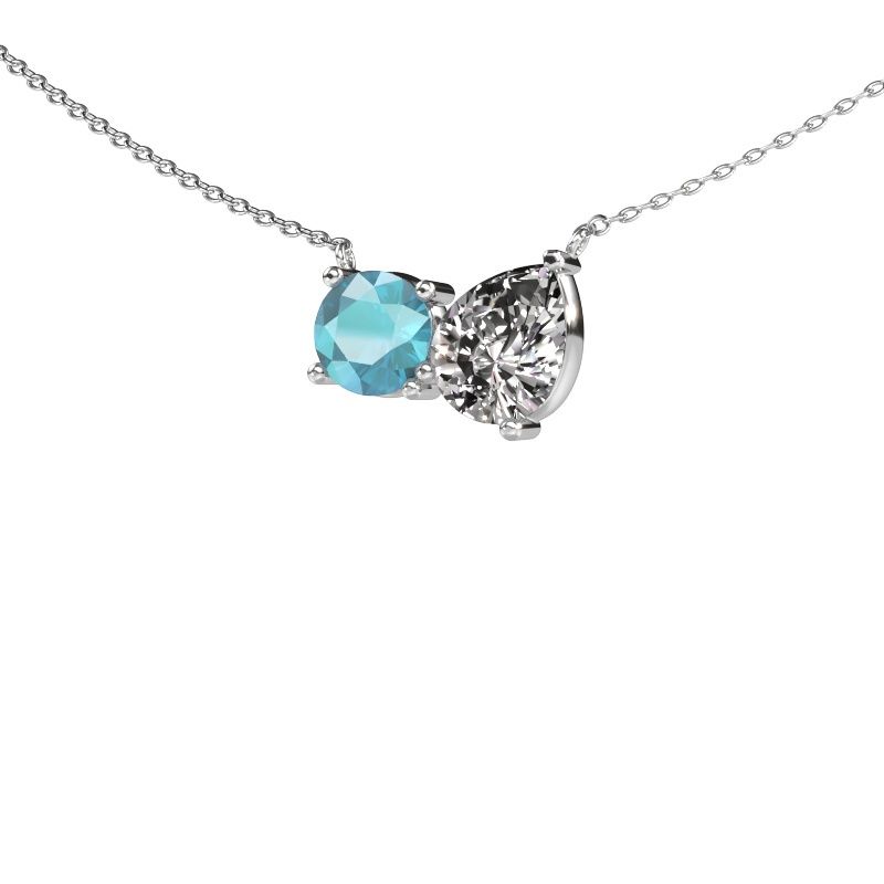 Anhänger Toi et Moi RND PER 585 Weißgold Blau Topas 6.5 mm