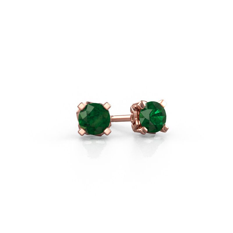 Earrings Ize 585 rose gold emerald 5 mm