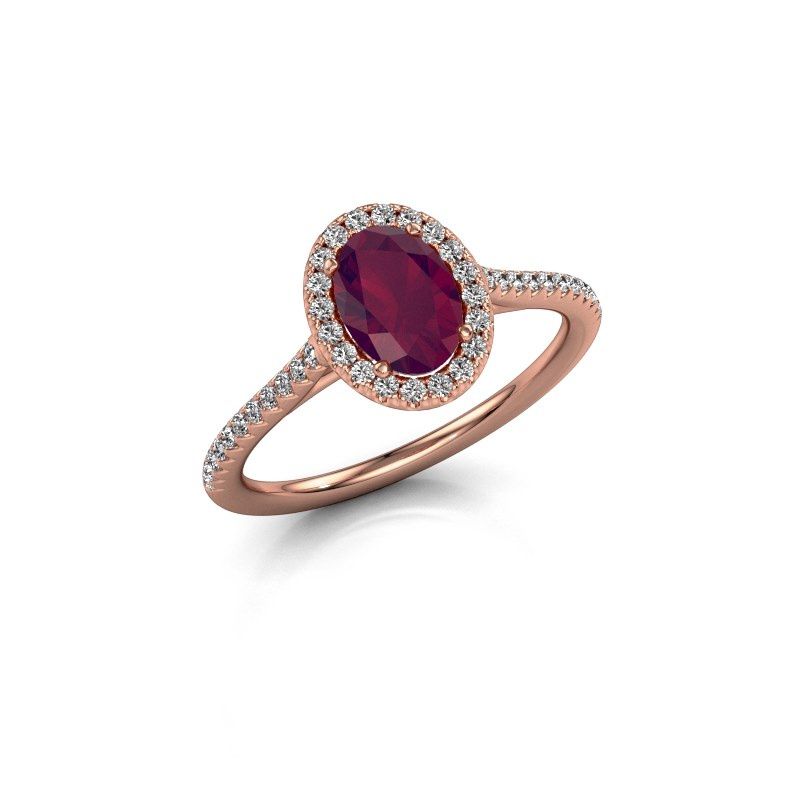 Image of Engagement ring seline ovl 2<br/>585 rose gold<br/>Rhodolite 7x5 mm