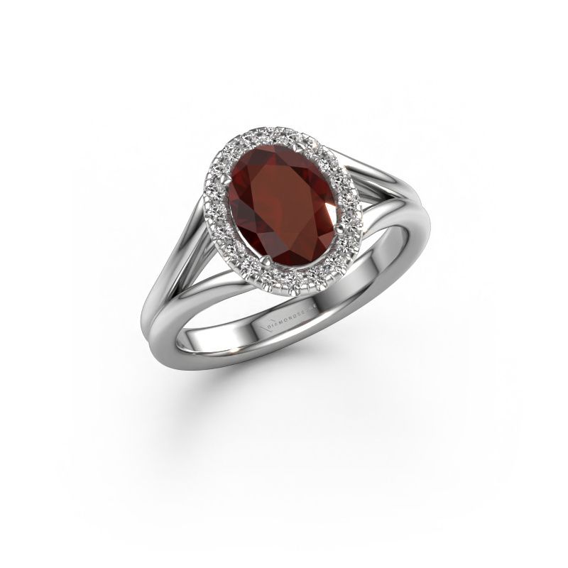Verlobungsring Verla ovl 1 950 Platin Granat 8x6 mm