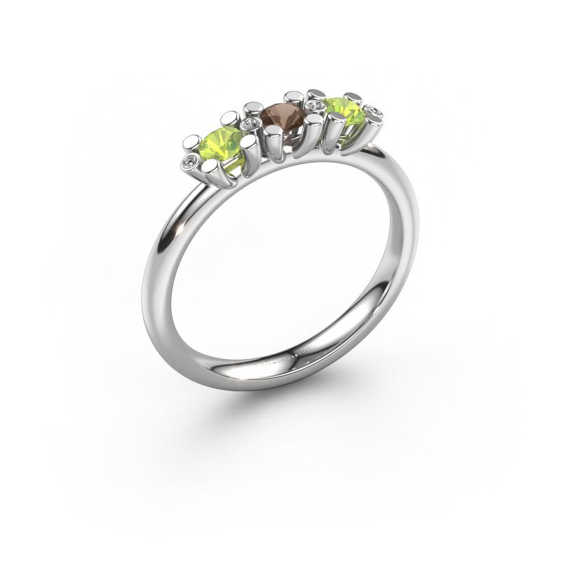 Ring Puk 2 585 witgoud rookkwarts 3 mm