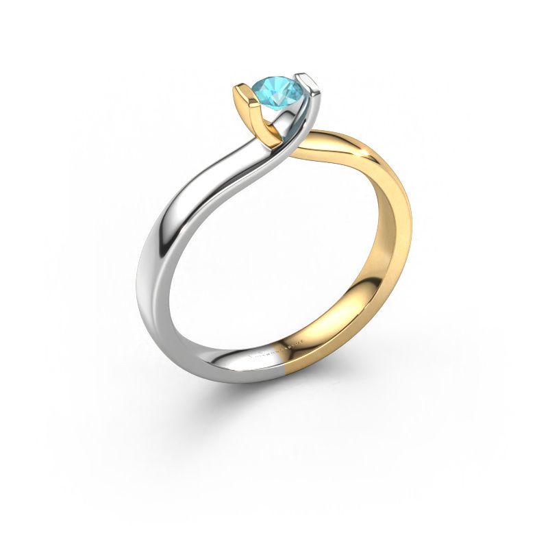 Ring Noor 585 gold blue topaz 3.7 mm