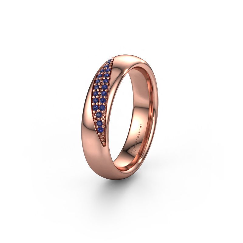 Trouwring WH2025L 585 rosé goud saffier ±5x2.2 mm